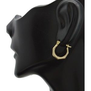 Real 10k Solid Yellow Gold On The Hook Small Hoop Earrings 14.3mm